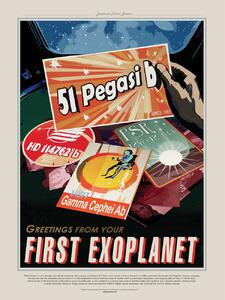 Reprodukcija umjetnosti Greetings from your first Exoplanet (Retro Intergalactic Space Travel) NASA, (30 x 40 cm)