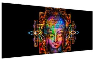 Poslikava - Doprsni kip Bude v neonskih barvah (120x50 cm)