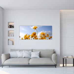 Slika polja s svetlo rumenimi cvetovi (120x50 cm)
