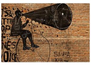 Slika - Moški na kolesu v slogu Banksyja (90x60 cm)
