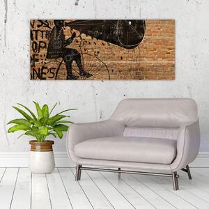 Slika - Moški na kolesu v slogu Banksyja (120x50 cm)