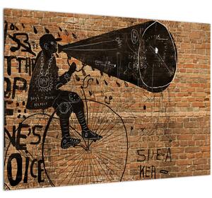 Slika - Moški na kolesu v slogu Banksyja (70x50 cm)