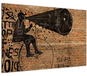 Slika - Moški na kolesu v slogu Banksyja (90x60 cm)