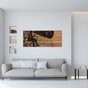Slika - Moški na kolesu v slogu Banksyja (120x50 cm)