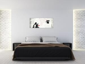 Slika - Telefonska risba v slogu Banksyja (120x50 cm)