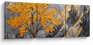Slika – Zlatno drvo u planinama (sa satom) (90x30 cm)