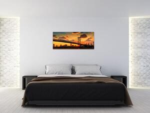Slika - Sončni zahod nad mostom Bena Franklina, Filadelfija (120x50 cm)