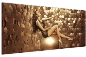 Podoba ženske v zlati sobi (120x50 cm)