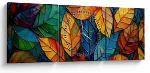Slika - Mozaik od lišća (sa satom) (90x30 cm)