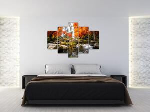 Slika - Slapovi v oranžnem gozdu (150x105 cm)