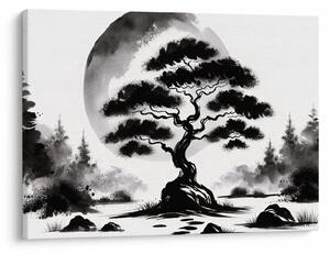 Slika – Crno-bijeli bonsai (70x50 cm)