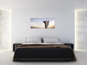 Slika - Sloni v velikem mestu (120x50 cm)