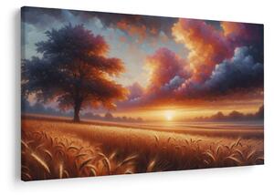 Slika – Zalazak sunca na polju (90x60 cm)