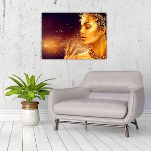 Staklena slika - Zlata kraljica (70x50 cm)