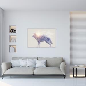 Slika - Arktični volk zrcali divjo pokrajino (90x60 cm)