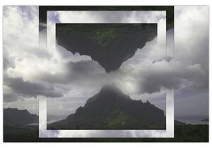 Slika - Gore na Islandiji, geometrijski kolaž (90x60 cm)