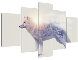 Slika - Arktični volk zrcali divjo pokrajino (150x105 cm)
