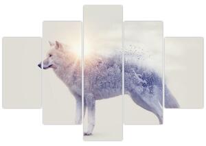 Slika - Arktični volk zrcali divjo pokrajino (150x105 cm)