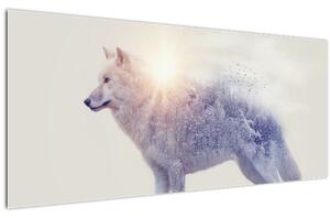 Slika - Arktični volk zrcali divjo pokrajino (120x50 cm)