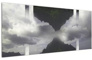 Slika - Gore na Islandiji, geometrijski kolaž (120x50 cm)