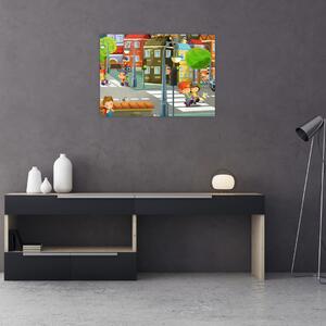 Staklena slika - Otroško mesto (70x50 cm)