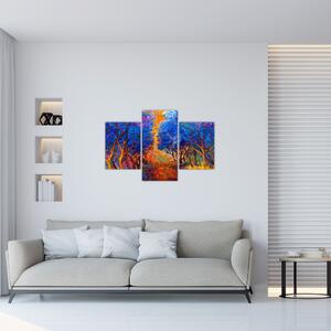 Slika - Jesenske krošnje dreves, moderni impresionizem (90x60 cm)