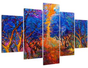 Slika - Jesenske krošnje dreves, moderni impresionizem (150x105 cm)