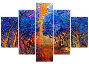 Slika - Jesenske krošnje dreves, moderni impresionizem (150x105 cm)