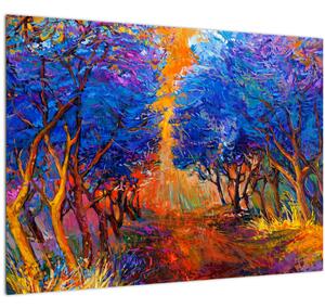 Slika - Jesenske krošnje dreves, moderni impresionizem (70x50 cm)
