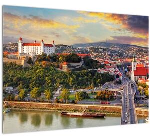 Staklena slika - Panorama Bratislave, Slovaška (70x50 cm)