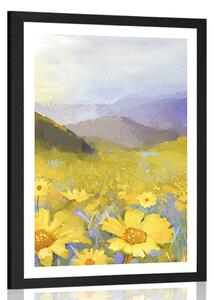Plakat s paspartuom polje puno tratinčica