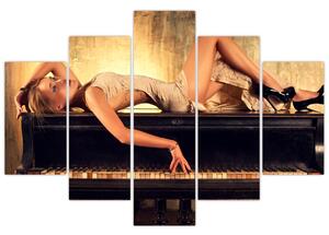 Slika - Ženska za klavirjem (150x105 cm)