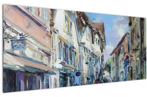 Slika - Aleja starega mesta, akrilna slika (120x50 cm)