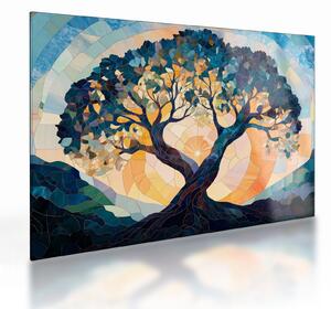 Staklena slika – Mozaik – sunce i drvo II. (70x50 cm)