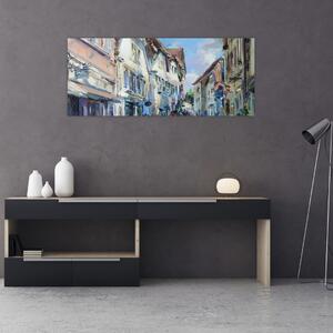 Slika - Aleja starega mesta, akrilna slika (120x50 cm)