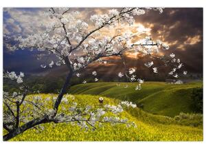 Slika - Cvetoče drevo v pokrajini (90x60 cm)