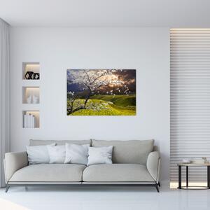Slika - Cvetoče drevo v pokrajini (90x60 cm)