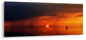 Slika zalaska sunca s jedrilicom (120x50 cm)