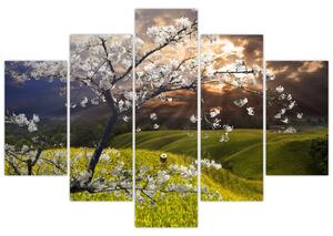 Slika - Cvetoče drevo v pokrajini (150x105 cm)