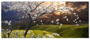 Slika - Cvetoče drevo v pokrajini (120x50 cm)