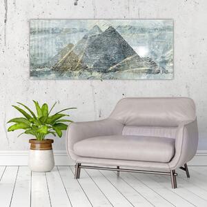 Slika - Piramide v modrem filtru (120x50 cm)