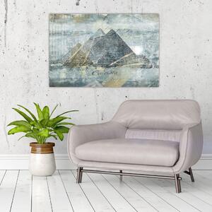 Slika - Piramide v modrem filtru (90x60 cm)