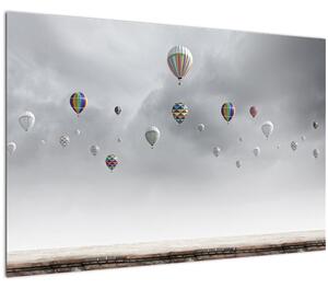 Slika - Baloni nad opečno steno (90x60 cm)