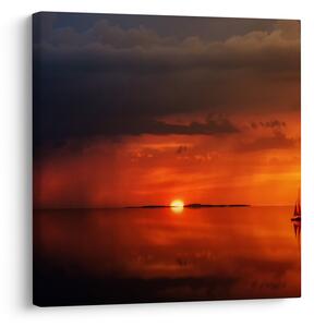 Slika zalaska sunca s jedrilicom (30x30 cm)