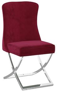 VidaXL Blagovaonska stolica boje vina 53x52x98 cm od baršuna i čelika