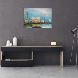 Slika - Gondola skozi Benetke, oljna slika (70x50 cm)