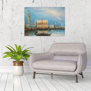 Slika - Gondola skozi Benetke, oljna slika (70x50 cm)