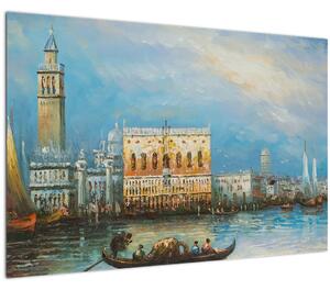 Slika - Gondola skozi Benetke, oljna slika (90x60 cm)