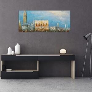 Slika - Gondola skozi Benetke, oljna slika (120x50 cm)