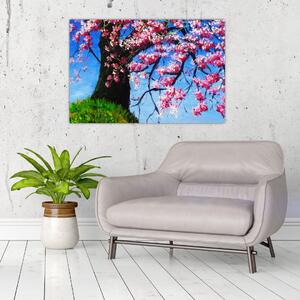Podoba naslikanega češnjevega cveta (90x60 cm)